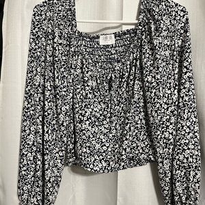 Floral Black and White Women's Top